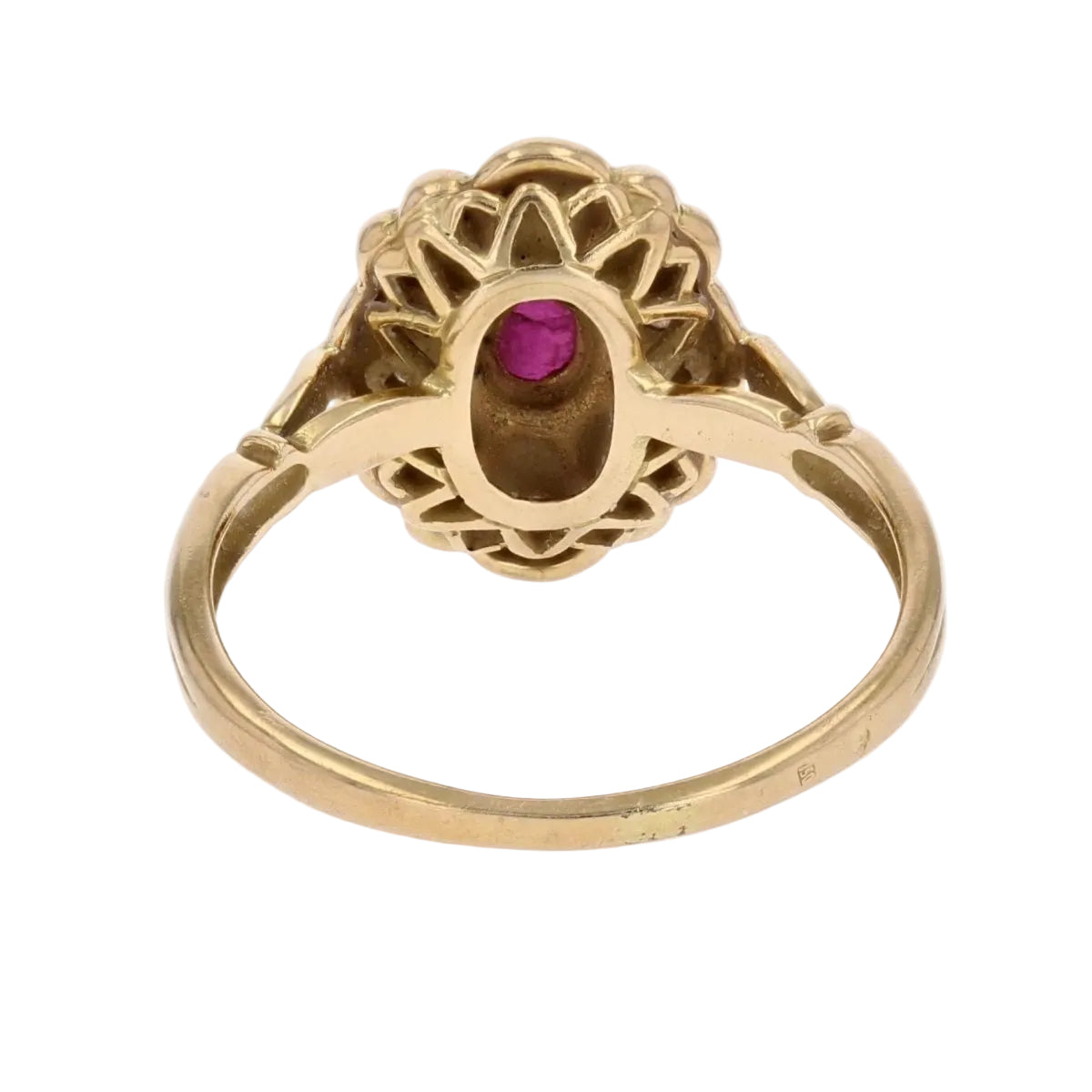 Bague or jaune d'occasion rubis diamants - Castafiore