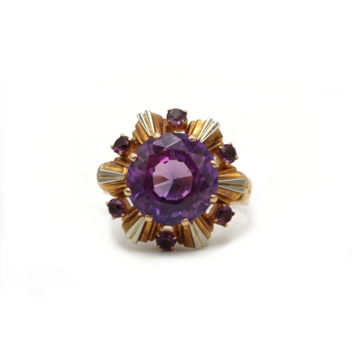 Bague - Or jaune et blanc et améthystes - Castafiore