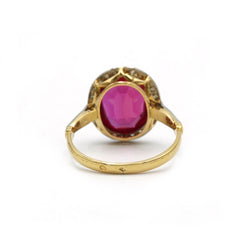 Bague - Or jaune et blanc, rubis synthétique et diamants - Castafiore