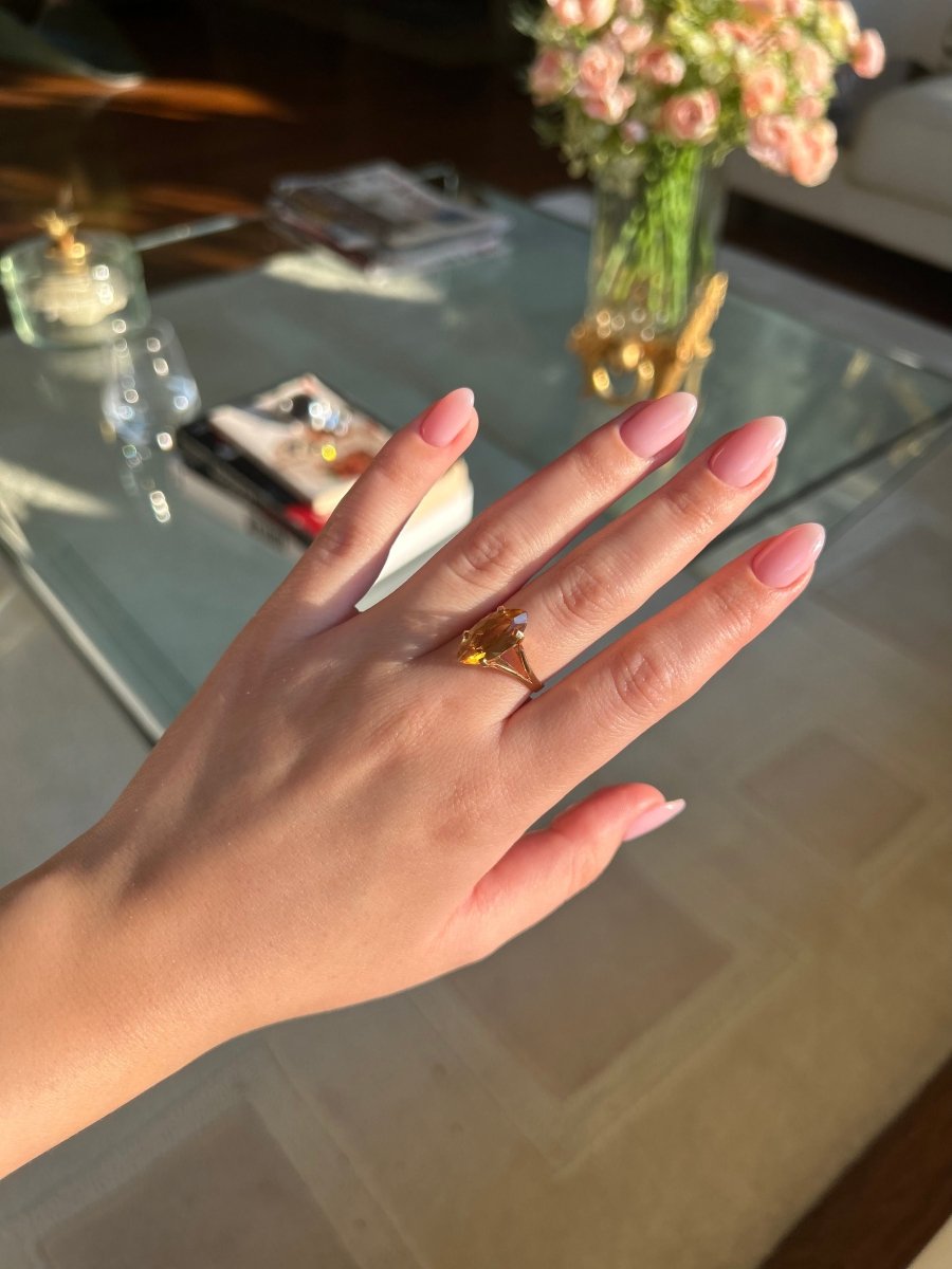Bague - Or jaune et citrine - Castafiore