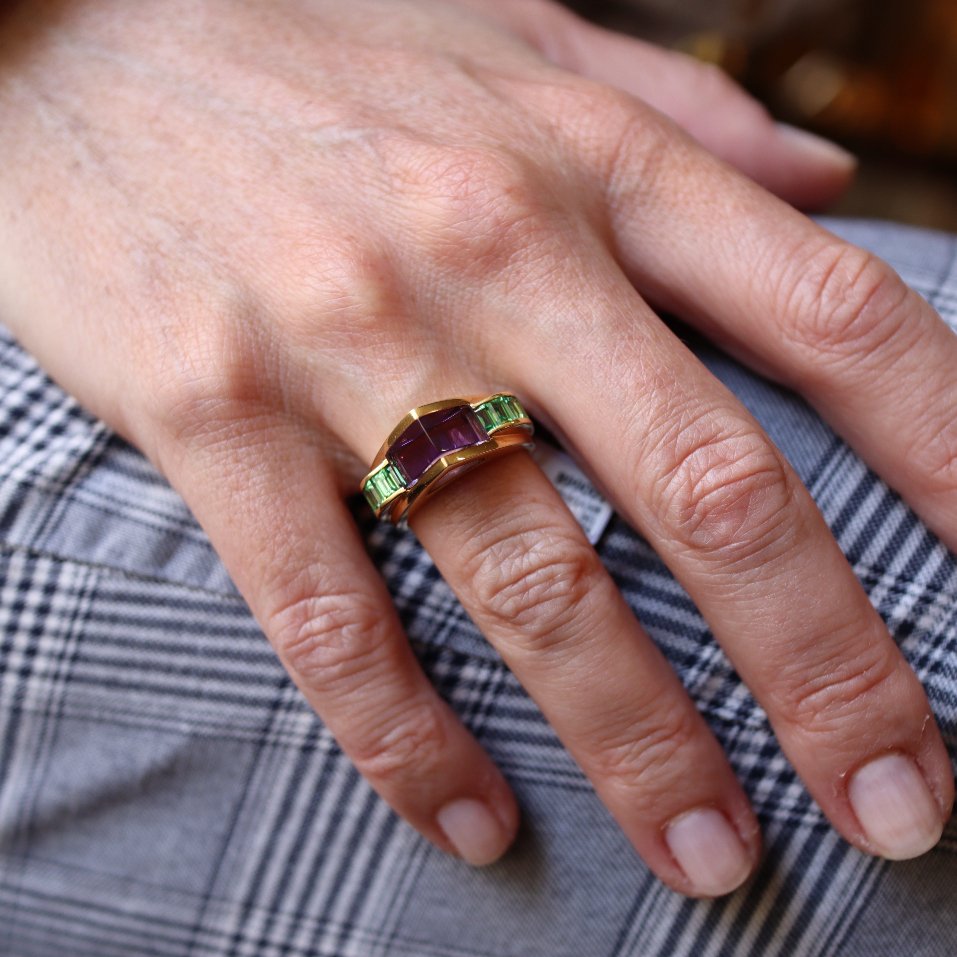 Bague or jaune et pierres semi précieuses - Castafiore