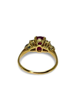 Bague or jaune rubis 2,19 ct et diamants 0,60 ct - Castafiore