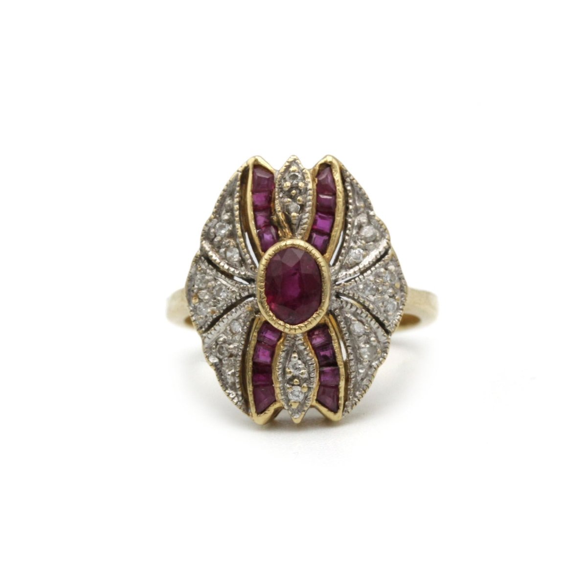 Bague - Or jaune, rubis et diamants - Castafiore