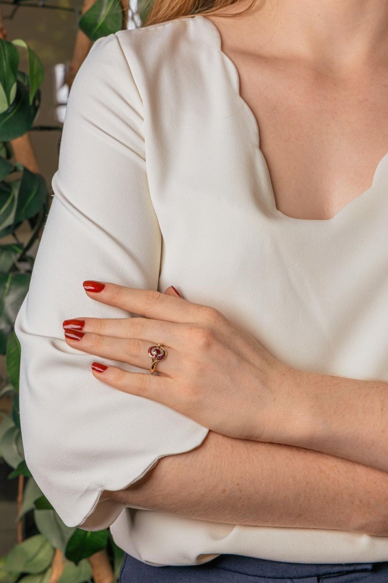 Bague Or jaune Rubis traité - Castafiore