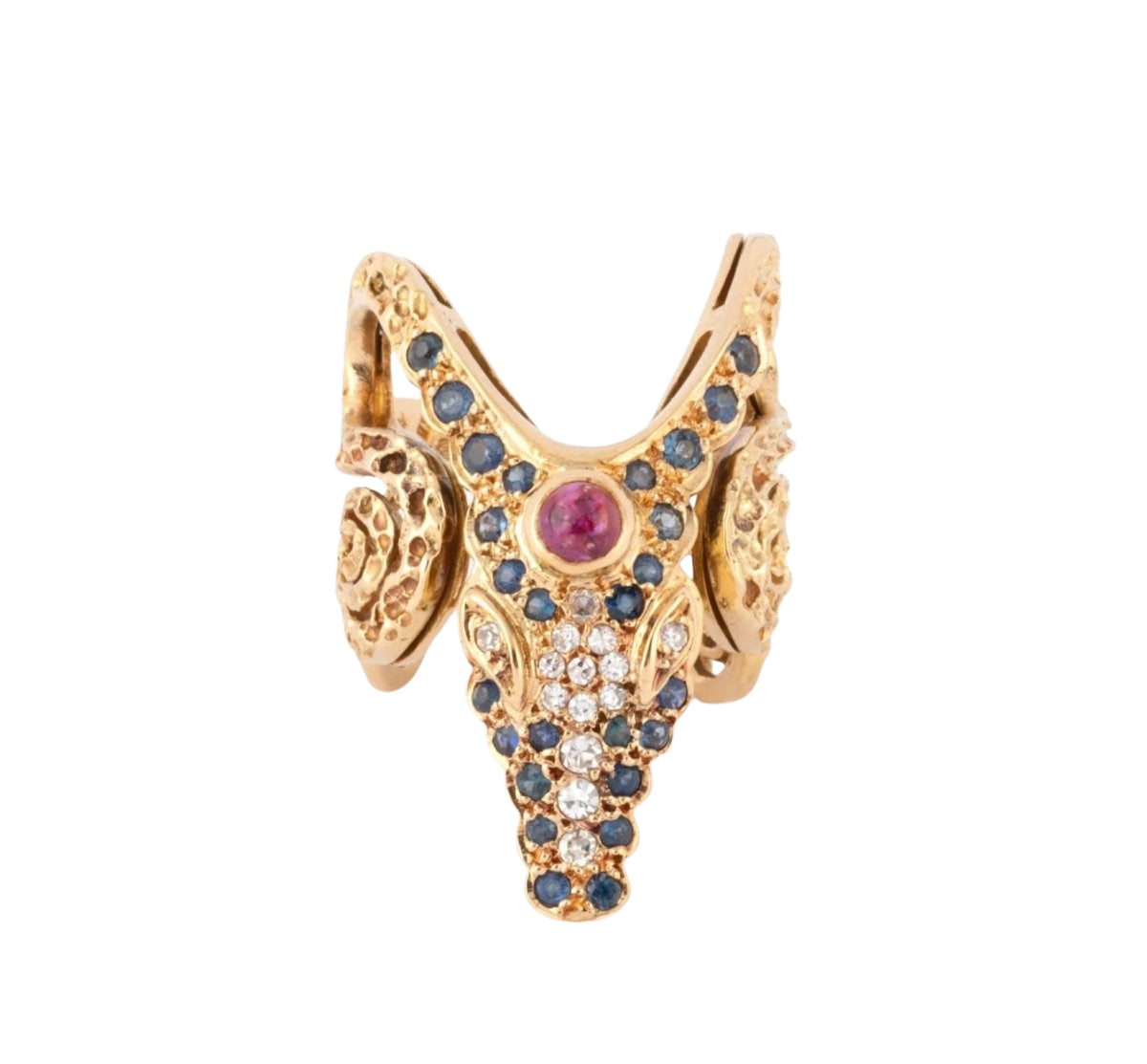 Bague or jaune tête de crocodile de la maison Lalaounis - Castafiore