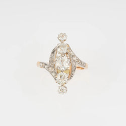 Bague or marquise diamants - Castafiore