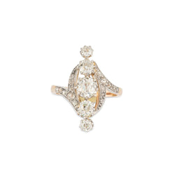 Bague or marquise diamants - Castafiore