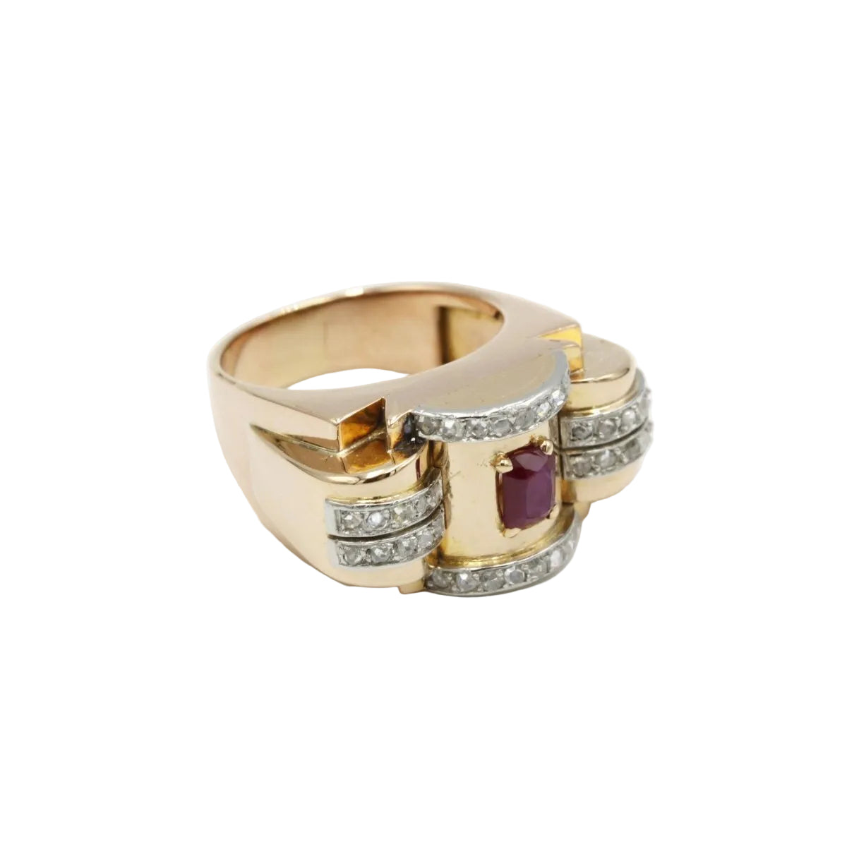 Bague - Or, Platine, Diamants & Rubis - Castafiore