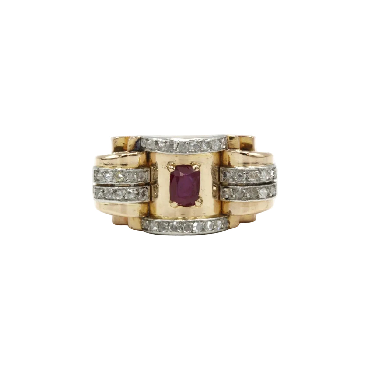 Bague - Or, Platine, Diamants & Rubis - Castafiore