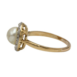 Bague - Or, platine, perle et diamants - Castafiore