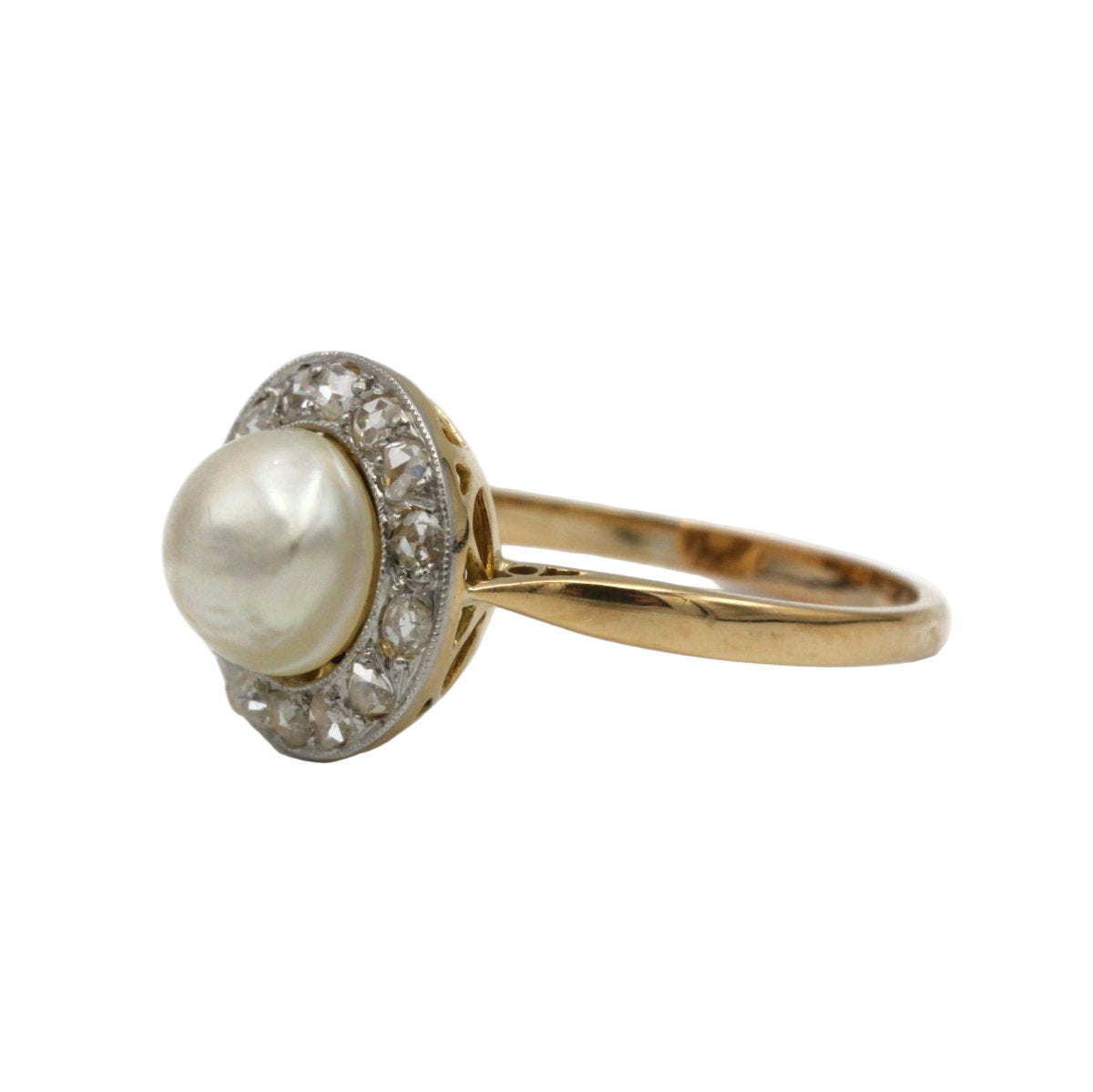 Bague - Or, platine, perle et diamants - Castafiore