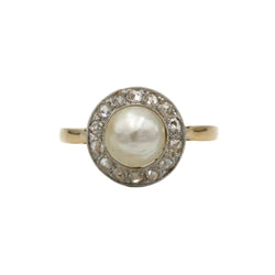 Bague - Or, platine, perle et diamants - Castafiore