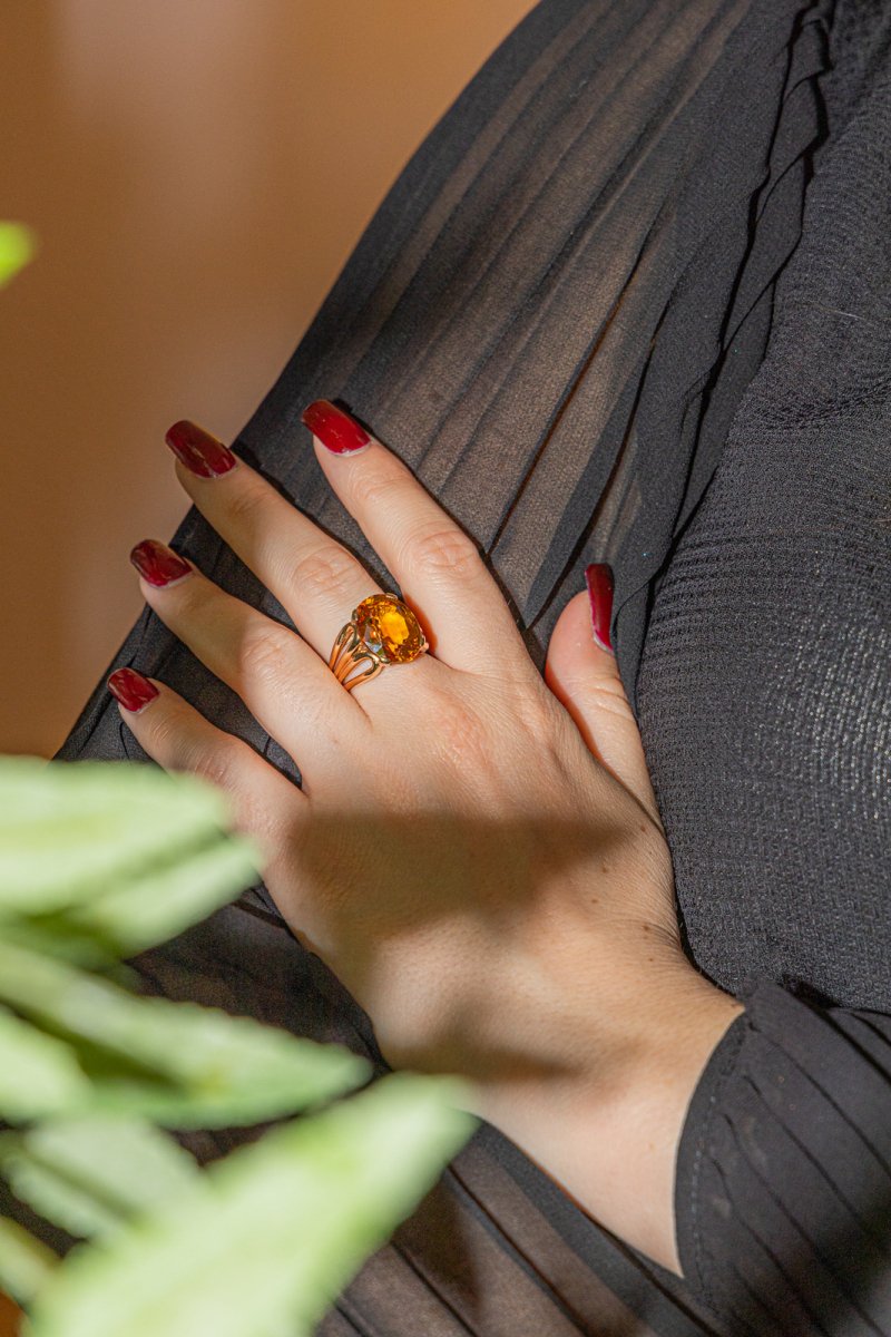 Bague Or rose Citrine - Castafiore