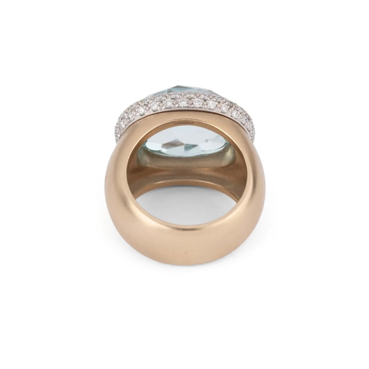 Bague or rose sablé signée de la maison italienne Pomellato ornée d'une aigue marine - Castafiore