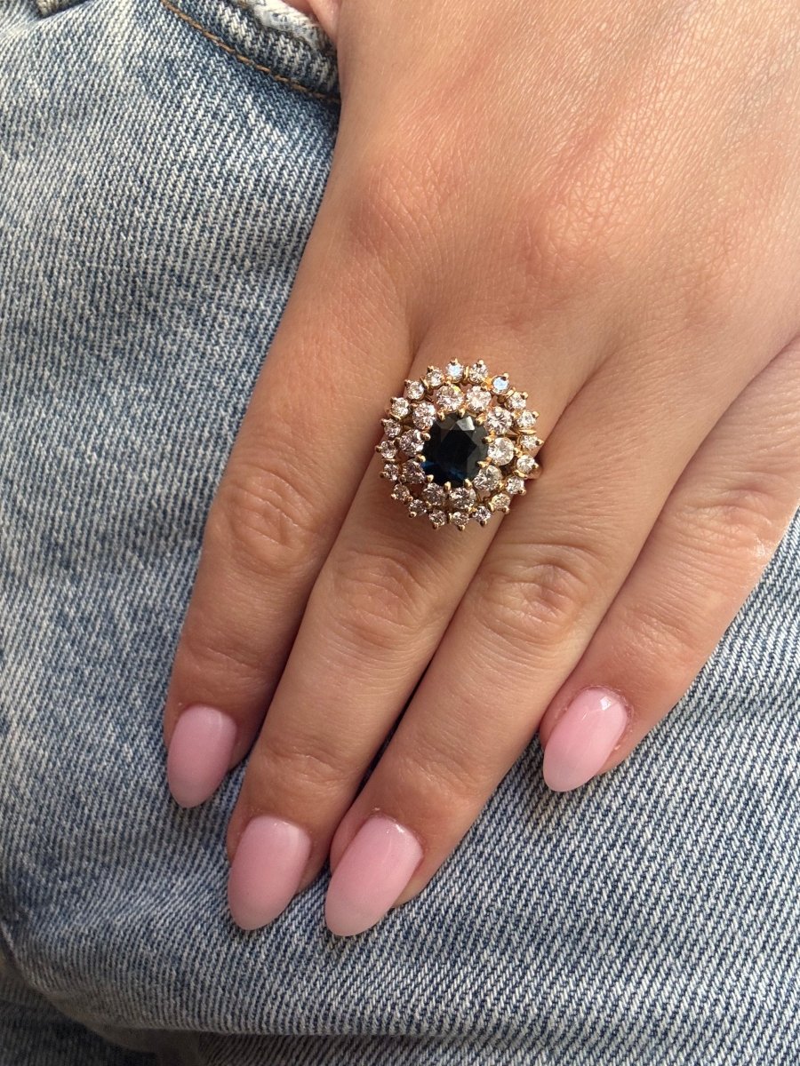 Bague - Or, saphir et diamants - Castafiore