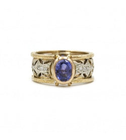 Bague - Or. Saphir Et Diamants - Castafiore