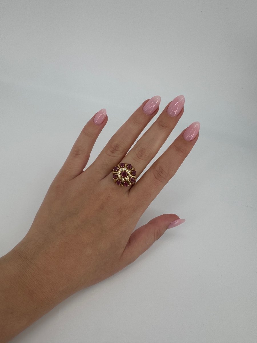 Bague - Or, saphirs rose et diamants - Castafiore