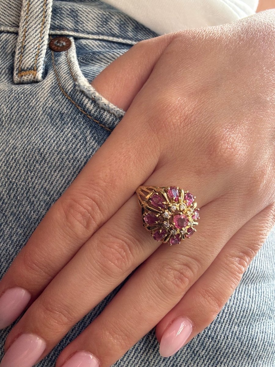 Bague - Or, saphirs rose et diamants - Castafiore