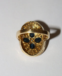 Bague ovale or jaune saphirs et diamants - Castafiore