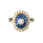 Bague Ovale Style Art Deco Diamants et Saphirs - Castafiore