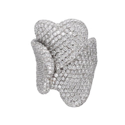 Bague Palmiero Coeurs sertie de 7,50 Cts de diamants brillants en or gris 18k. Taille 53. - Castafiore