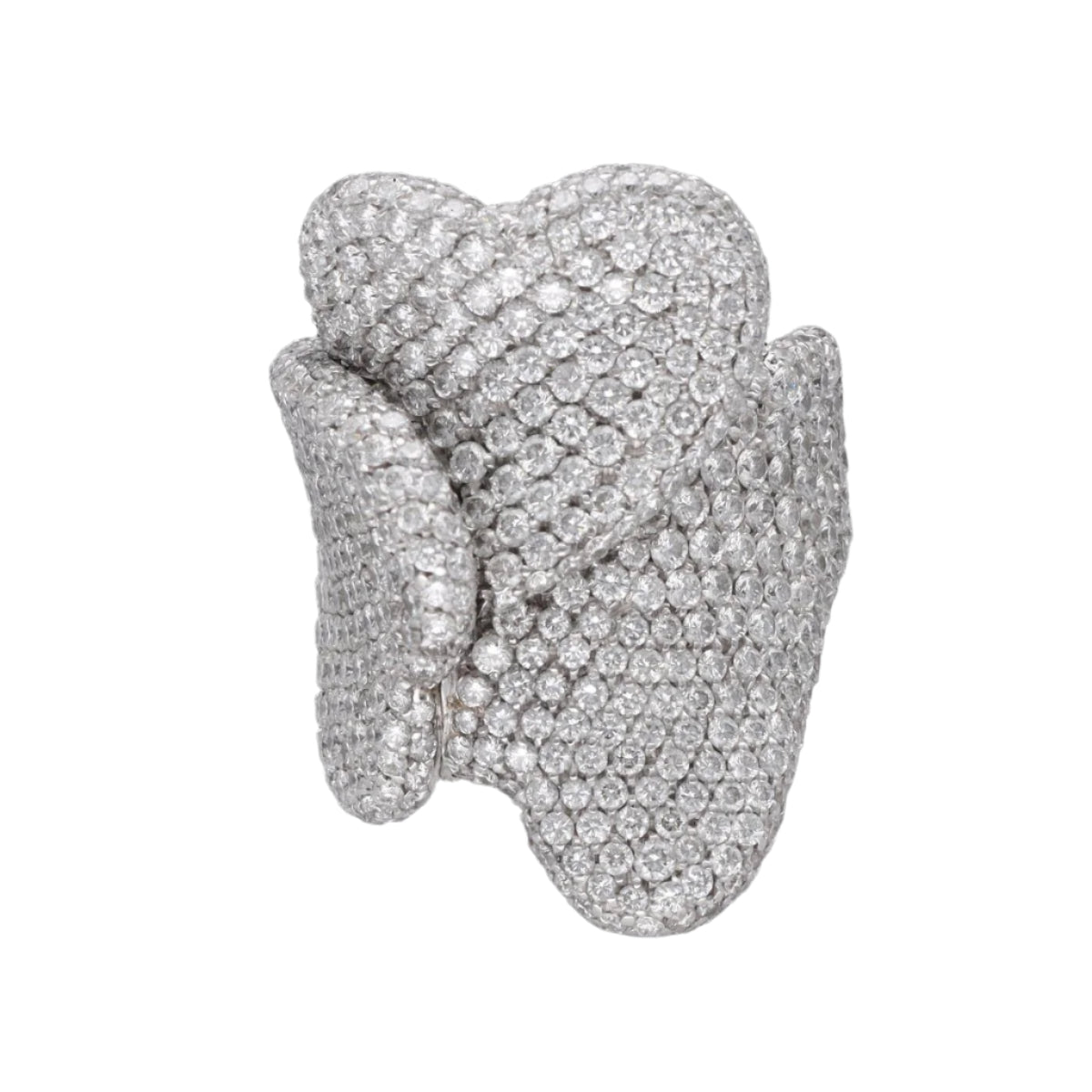 Bague Palmiero Coeurs sertie de 7,50 Cts de diamants brillants en or gris 18k. Taille 53. - Castafiore