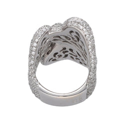 Bague Palmiero Coeurs sertie de 7,50 Cts de diamants brillants en or gris 18k. Taille 53. - Castafiore