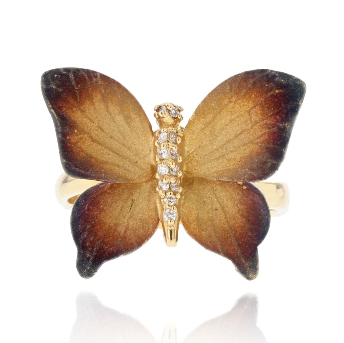 Bague papillon en émail et diamants - Castafiore