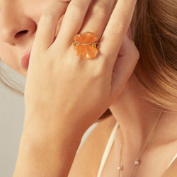 Bague Papillon en or jaune, quartzites et diamants - EU54 - Castafiore