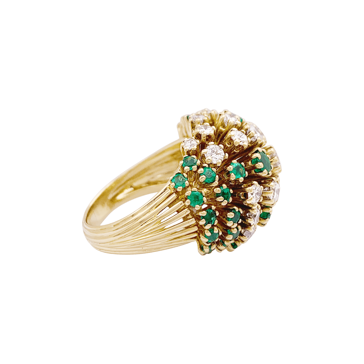 Bague PATEK PHILIPPE en or jaune, émeraudes et diamants - Castafiore