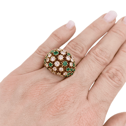 Bague PATEK PHILIPPE en or jaune, émeraudes et diamants - Castafiore