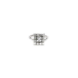 Bague pavage carré en or gris et diamant - Castafiore