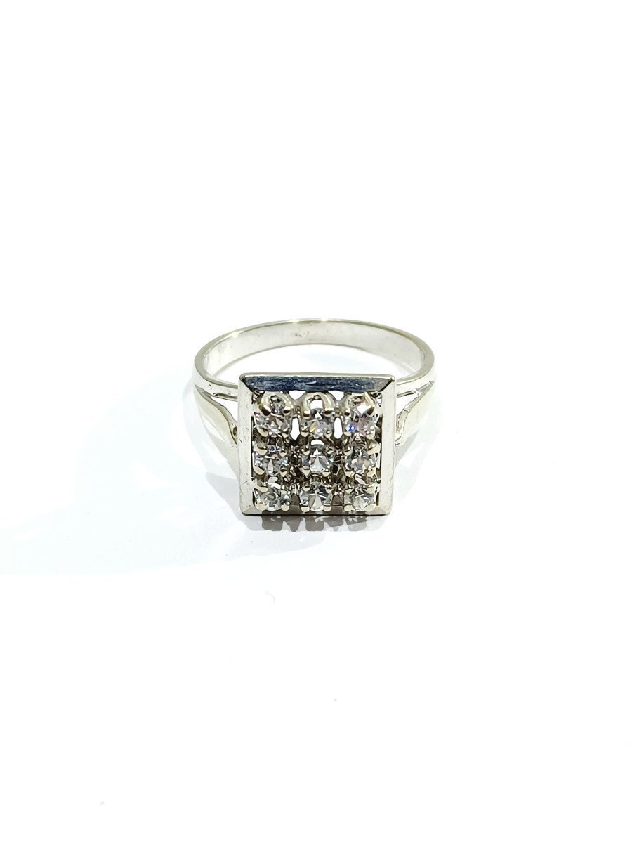 Bague Pavage Diamants Et Or Blanc - Castafiore