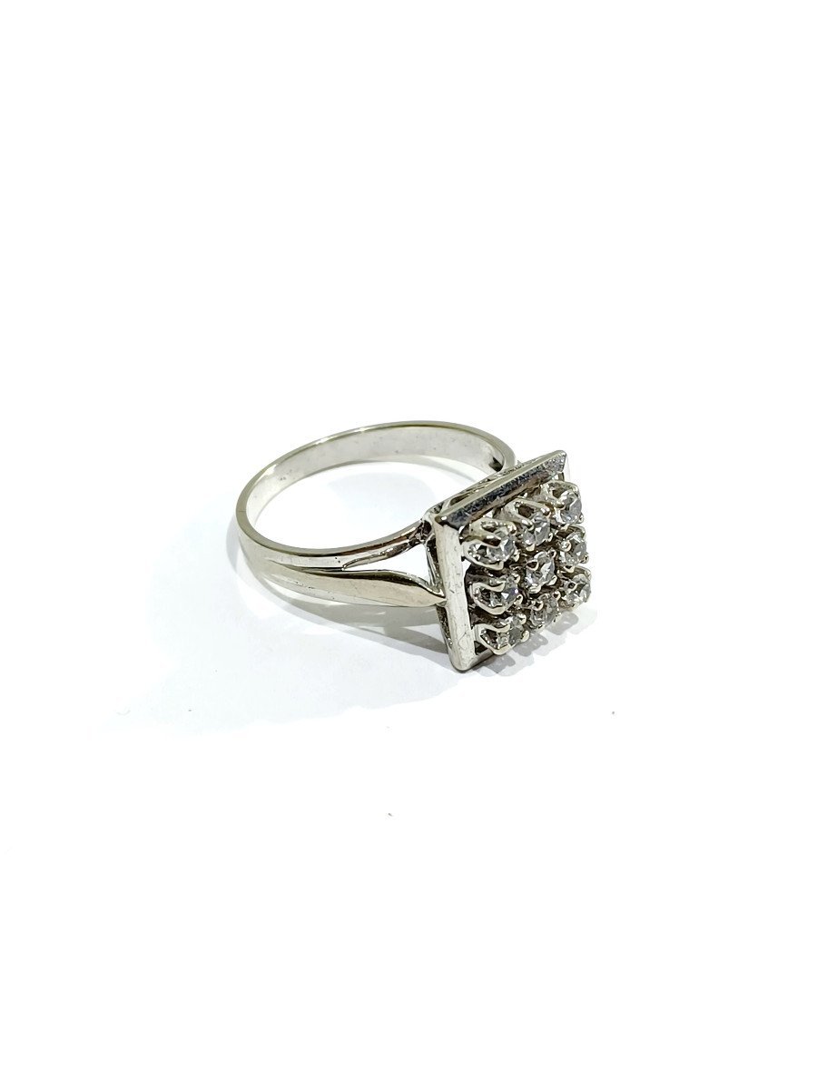 Bague Pavage Diamants Et Or Blanc - Castafiore