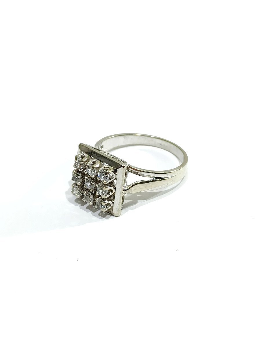 Bague Pavage Diamants Et Or Blanc - Castafiore
