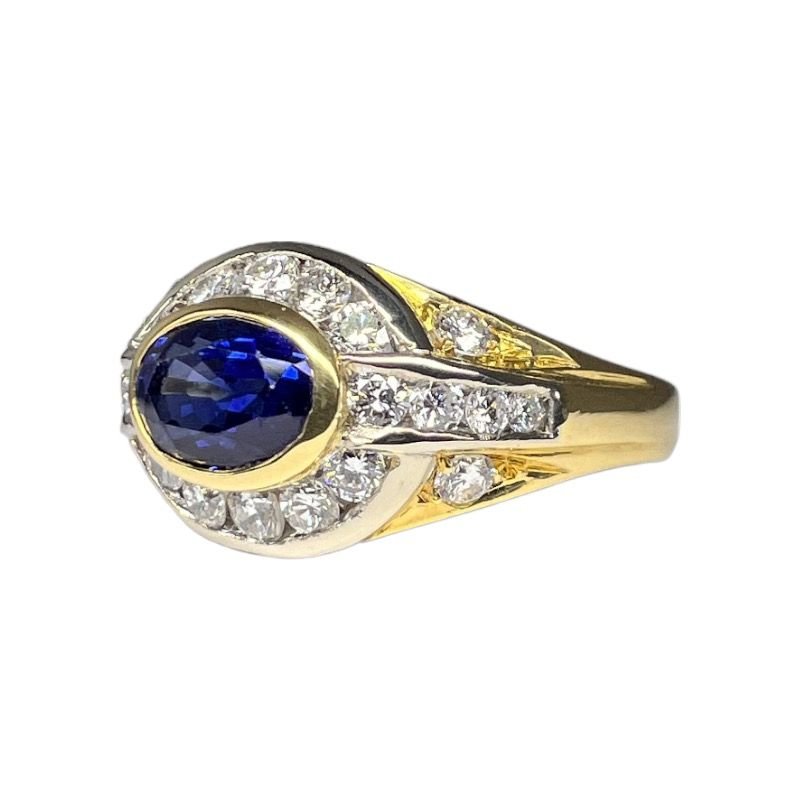 Bague Pavée deux ors, saphir et diamants - Castafiore