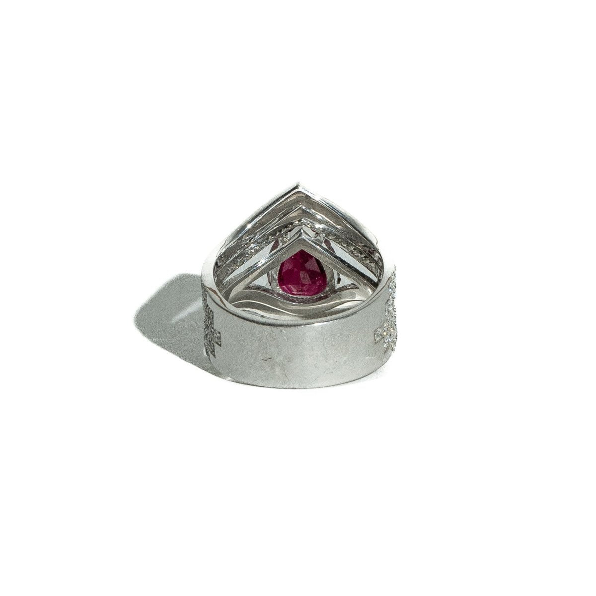 Bague Pavée diamants en or blanc et rubis - Castafiore