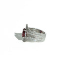 Bague Pavée diamants en or blanc et rubis - Castafiore