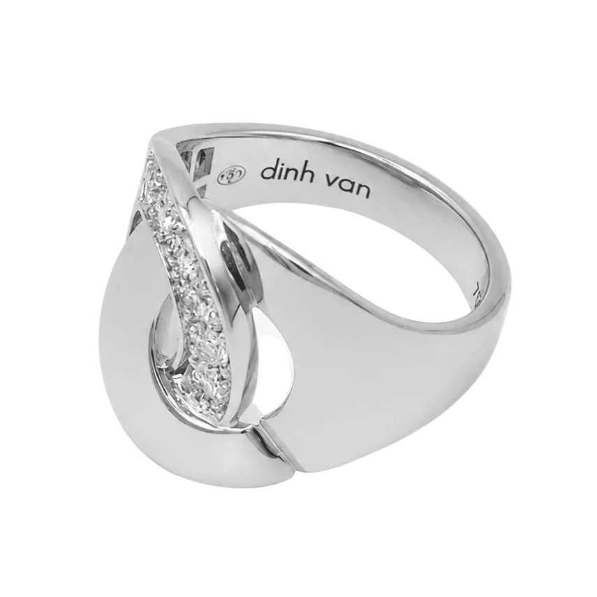 Bague Pavée DINH VAN "Menottes" en or blanc et diamants - Castafiore