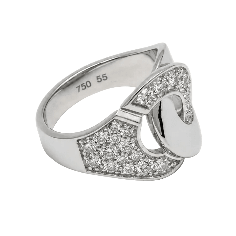 Bague Pavée DINH VAN "Menottes" en or blanc et diamants - Castafiore
