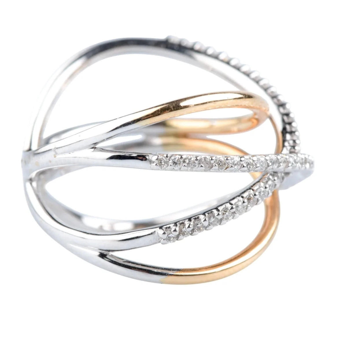 Bague Pavée en or blanc, or jaune et diamants - Castafiore