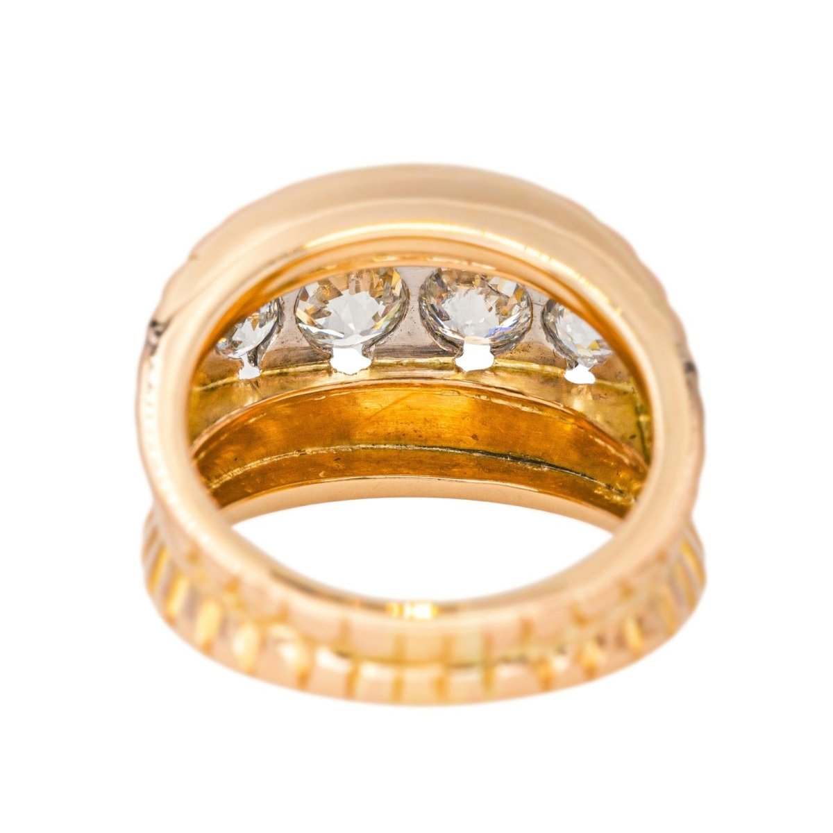 Bague Pavée en or blanc, or rose et diamants - Castafiore