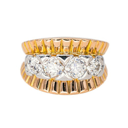 Bague Pavée en or blanc, or rose et diamants - Castafiore