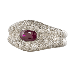 Bague Pavée en or blanc, rubis et diamants - Castafiore