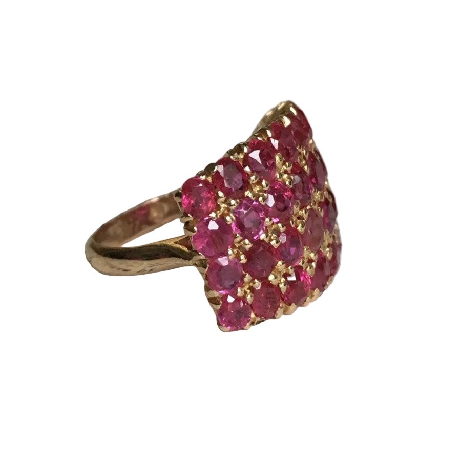 Bague Pavée en or jaune et rubis - Castafiore