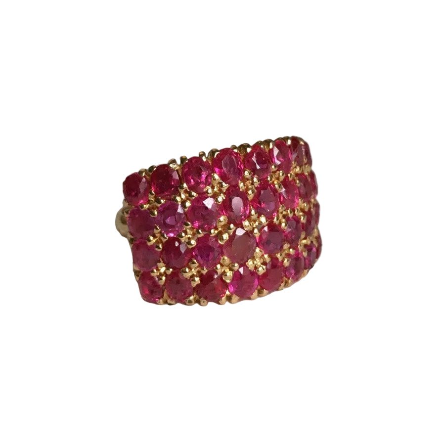 Bague Pavée en or jaune et rubis - Castafiore
