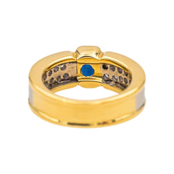Bague Pavée en or jaune, or blanc, saphir et diamants - Castafiore