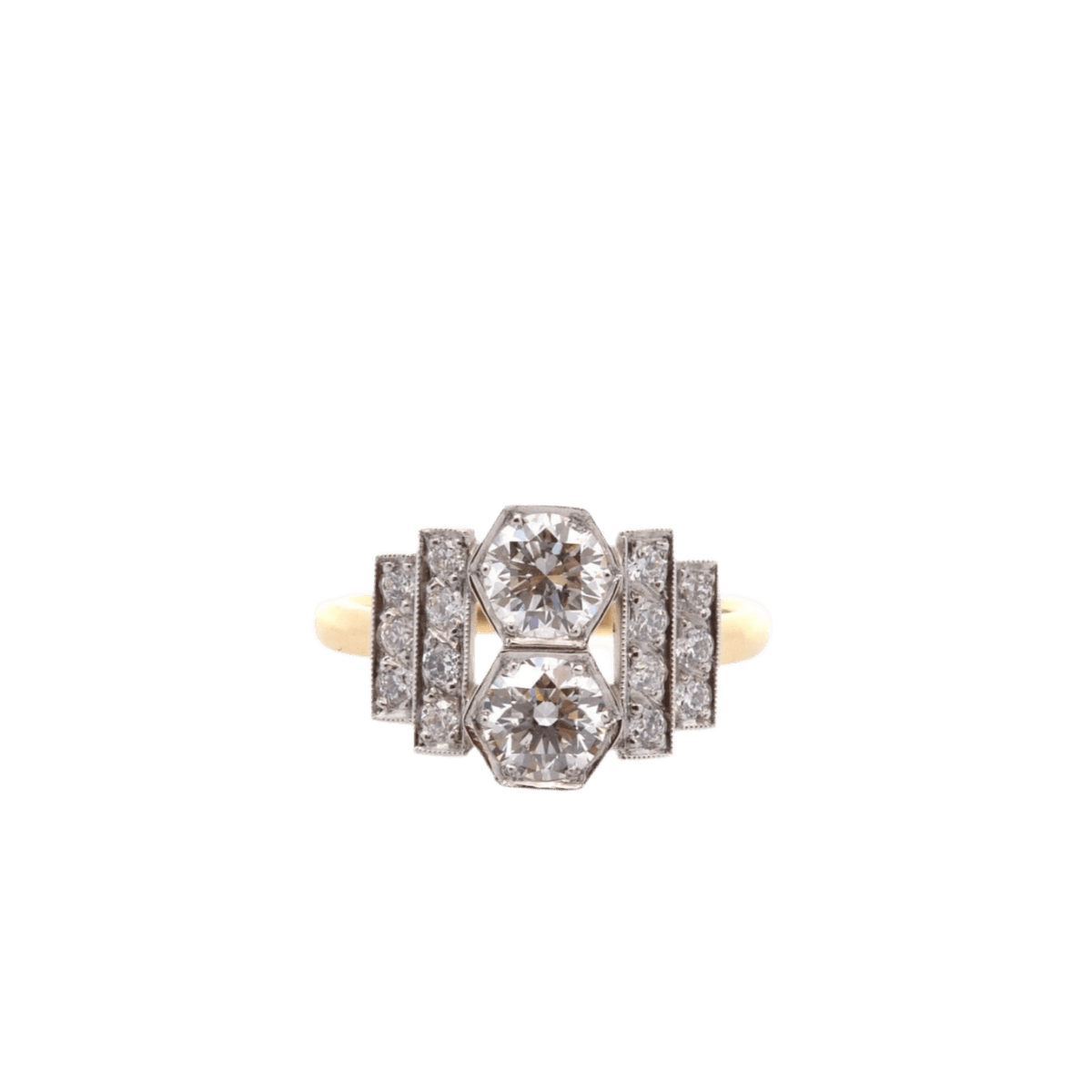 Bague Pavée en or jaune, platine et diamants - Castafiore