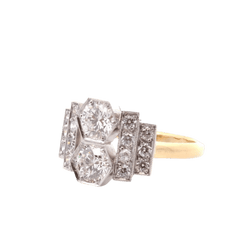 Bague Pavée en or jaune, platine et diamants - Castafiore