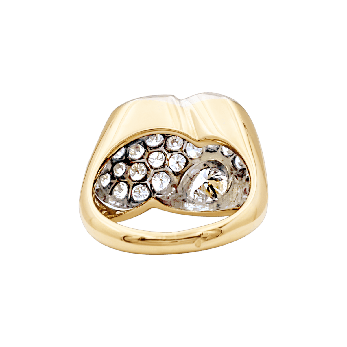 Bague Pavée en or jaune, platine et diamants - Castafiore